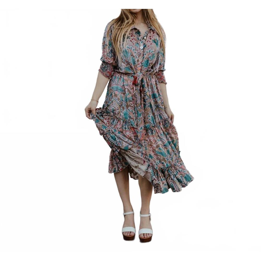 NEW RUBYYAYA vostok maxi dress in fawn